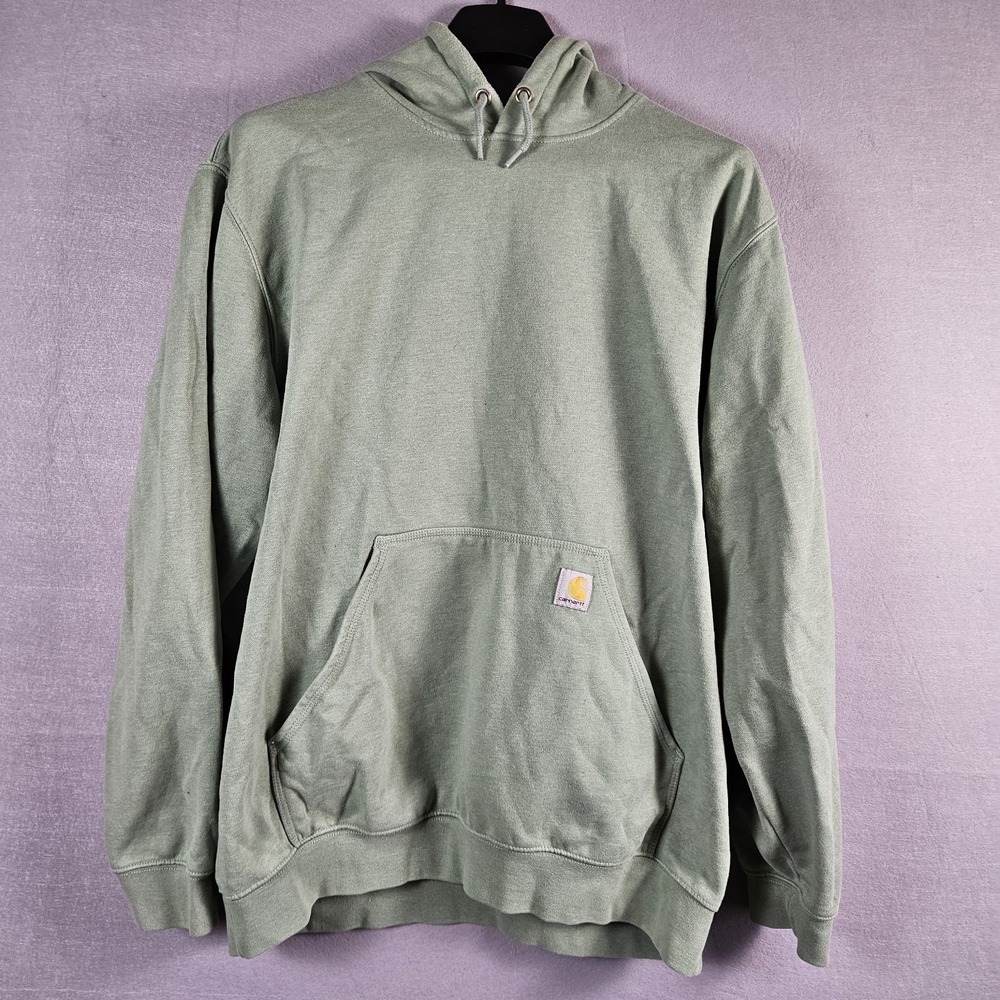Carhartt K288 Hoodie Mens XL Green Logo Sleeve Pullover Faded Workwear
